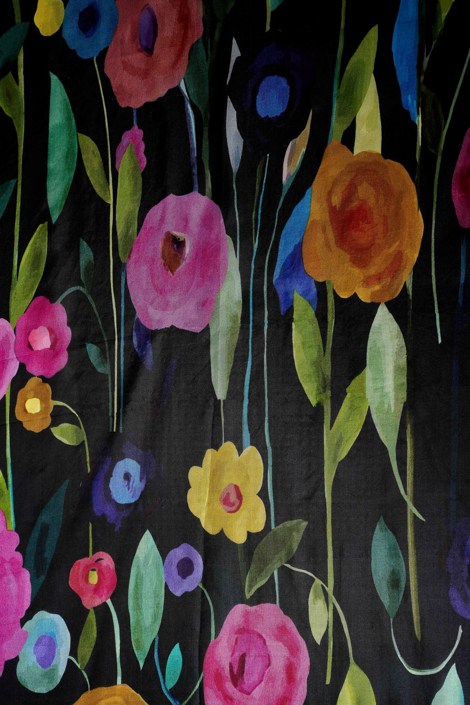 Poppy Print Silk Scarf - Multi