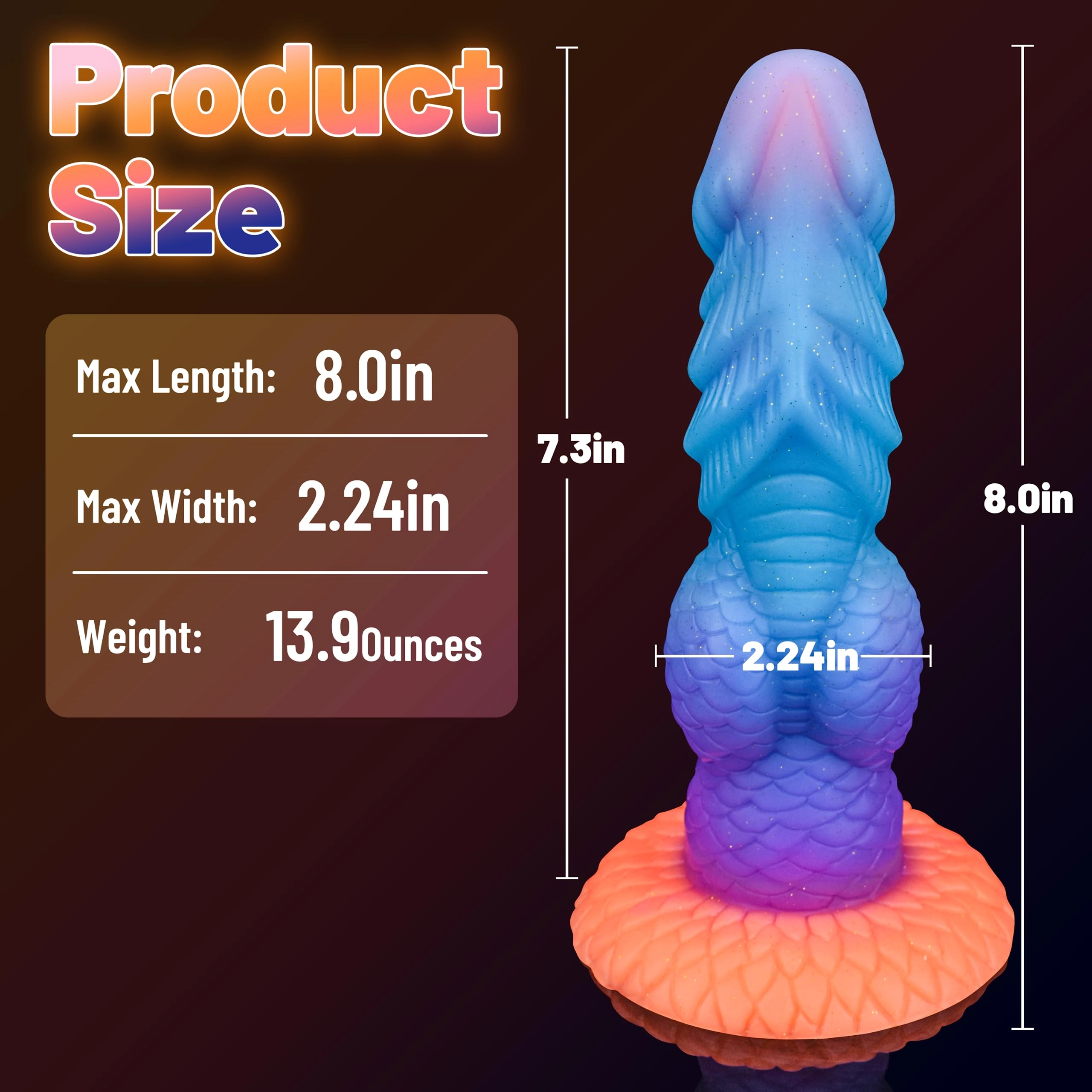 Raichu 8.1 Dragon Dildo Luminous Fantasy Dildo With Clear Stimulating Texture - Laphwing