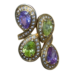 Ring Other In Gold & Green, Size:8