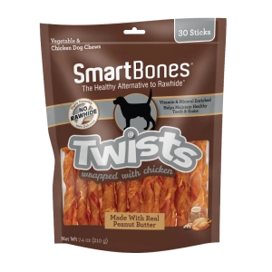 Smartbones Dog Treat Chicken Wrapped Twistz with Peanut Butter 30pk