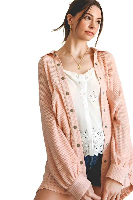 Soft Thermal Knit Shacket Top