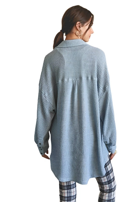 Soft Thermal Knit Shacket Top