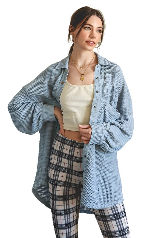 Soft Thermal Knit Shacket Top