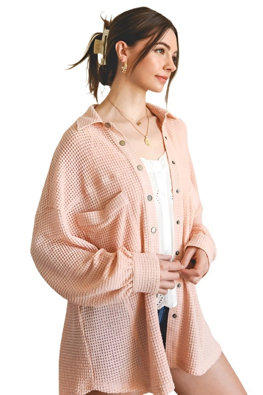 Soft Thermal Knit Shacket Top
