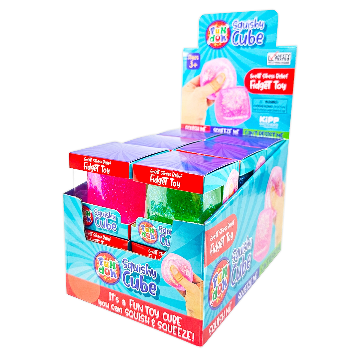 Squish and Squeeze Cube Ball Toy - 12 Pieces Per Retail Ready Display 25082