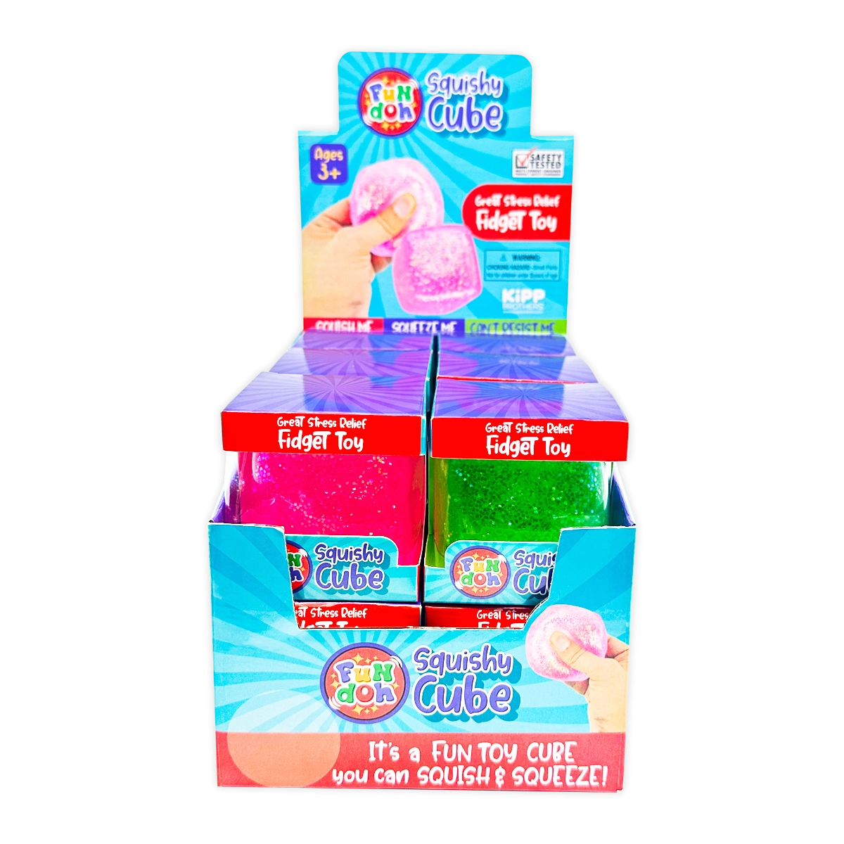 Squish and Squeeze Cube Ball Toy - 12 Pieces Per Retail Ready Display 25082