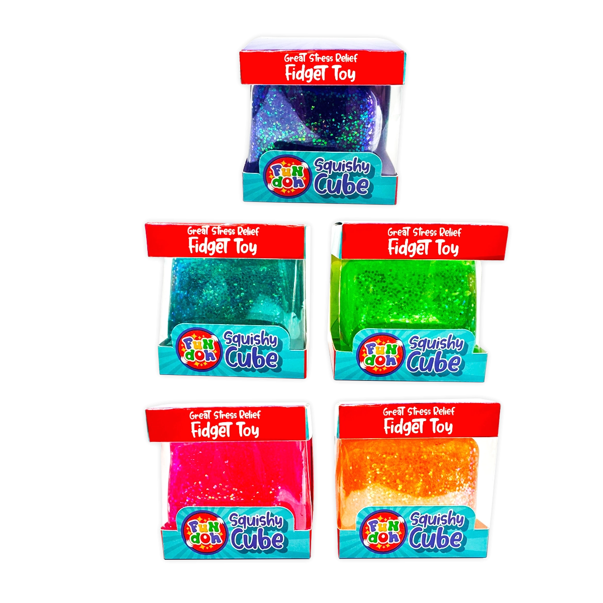 Squish and Squeeze Cube Ball Toy - 12 Pieces Per Retail Ready Display 25082