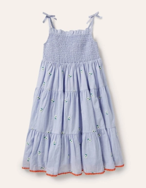 Tiered Sun Dress-Chambray