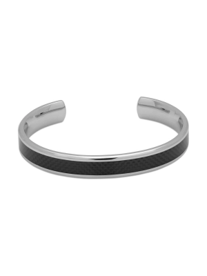 Unique & Co. Stainless Steel Bangle with Carbon Fibre Inlay. Size: Medium
