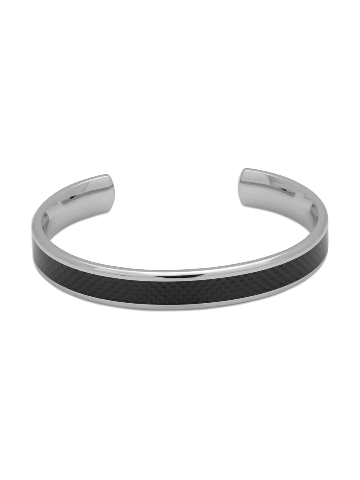 Unique & Co. Stainless Steel Bangle with Carbon Fibre Inlay. Size: Medium